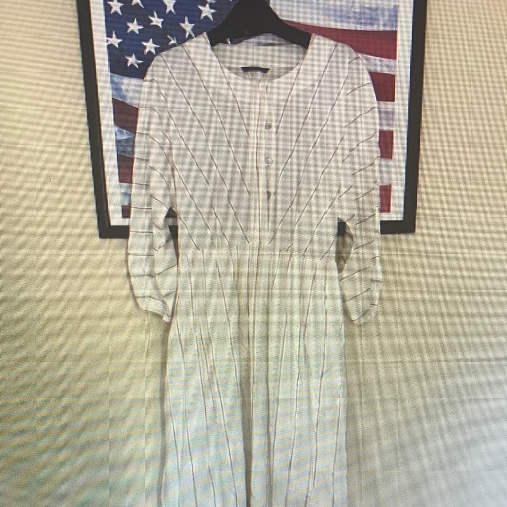 Sacai White Striped Mini Dress